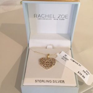 NIB Rachel Zoe sterling silver heart necklace